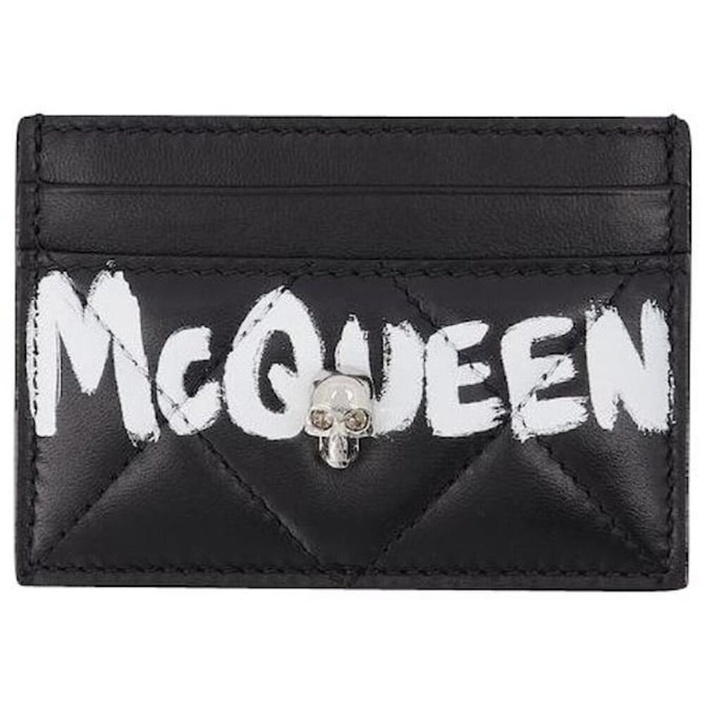 Alexander Mcqueen Card Holder Black Leather NIB